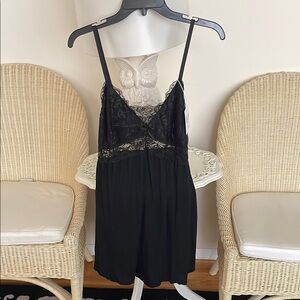A baboon Black Lace Chemise with Adjustable Spaghetti Straps